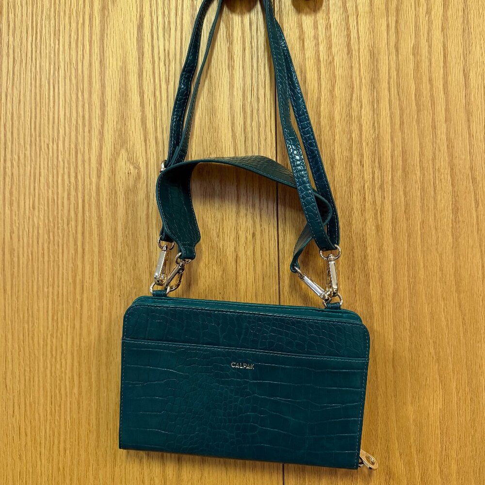 Calpak Bags Calpak Green Crossbody Bag With Croc Texture